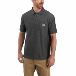 Carhartt Shirts: Men's K570 CRH Carbon Heather Pocket Short Sleeve Polo