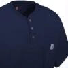 Carhartt Shirts: Men's Navy K84 NVY Cotton Short Sleeve Henley Shirt