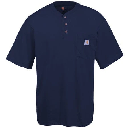 Carhartt Shirts: Men's Navy K84 NVY Cotton Short Sleeve Henley Shirt 4 Carhartt Shirts: Men's Navy K84 NVY Cotton Short Sleeve Henley Shirt - Image 2