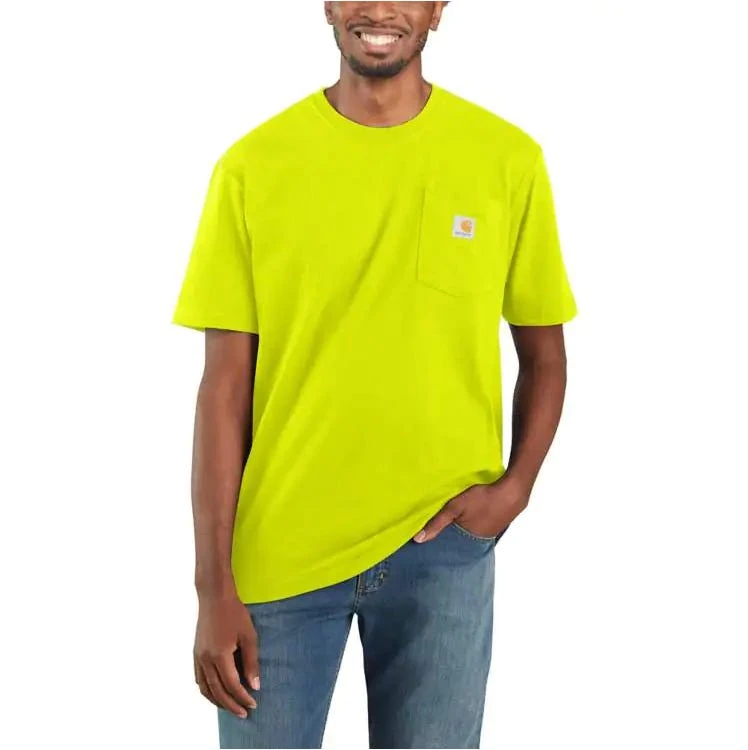 Carhartt Shirts: Men's K87 BLM Brite Lime Heavyweight Short Sleeve Loose Fit Pocket T Shirt 4 Carhartt Shirts: Men's K87 BLM Brite Lime Heavyweight Short Sleeve Loose Fit Pocket T Shirt - Image 2