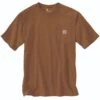Carhartt Shirts: Men's K87 B00 Oiled Walnut Heather Heavyweight Pocket Short Sleeve Loose Fit T Shirt -Carhartt k87 b00 mf19