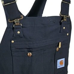 Carhartt Overalls: Men's R37 BLK Black Cotton Duck Zip Bib Overalls -Carhartt r37blk carharttfd 01 1