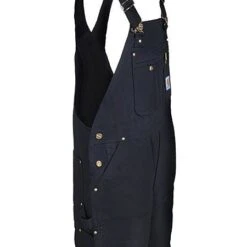 Carhartt Overalls: Men's R37 BLK Black Cotton Duck Zip Bib Overalls -Carhartt r37blk carharttr 01 1